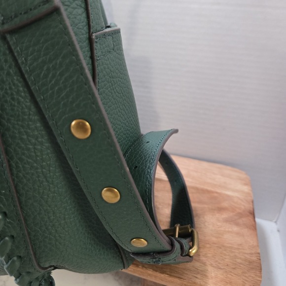 American Leather Co Green Pebbled Leather Crossbody Shoulder Bag Whipstitch... - Picture 10 of 16